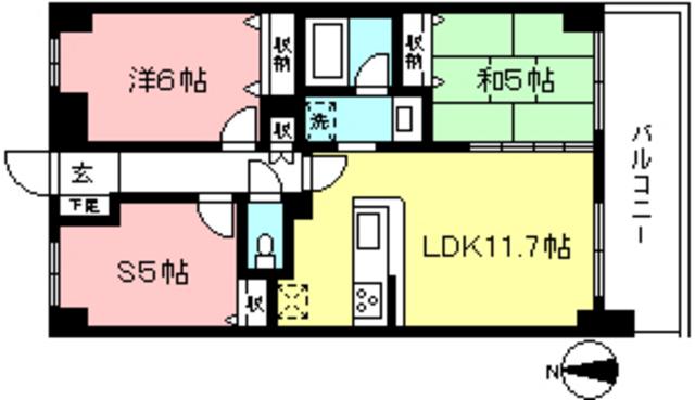 セイガステージ飛田給(3LDK/5階)の間取り写真
