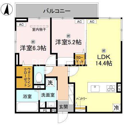 D-ROOM中小阪(2LDK/2階)の間取り写真