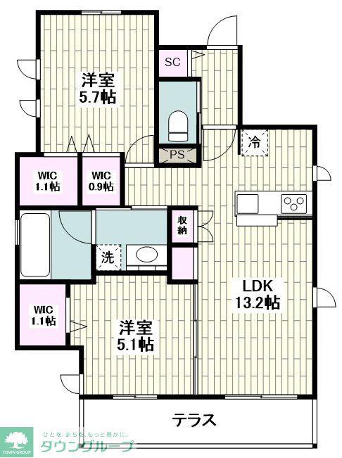 LITEN HUS(2LDK/1階)の間取り写真