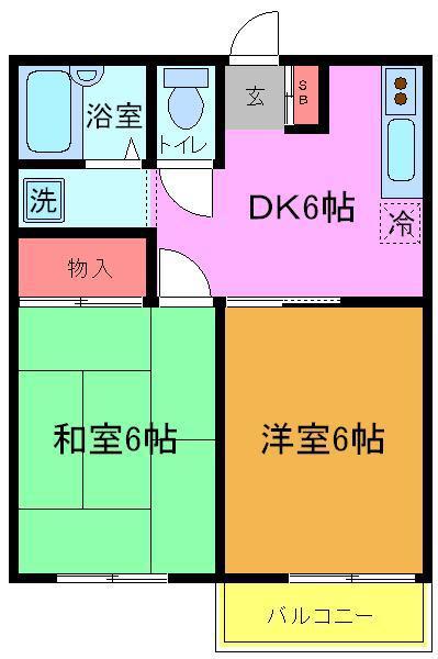 カーサビアンカ(2DK/2階)の間取り写真