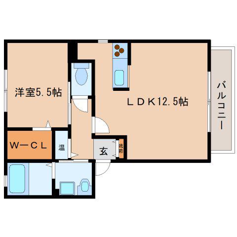 ヴィラージュ(1LDK/2階)の間取り写真