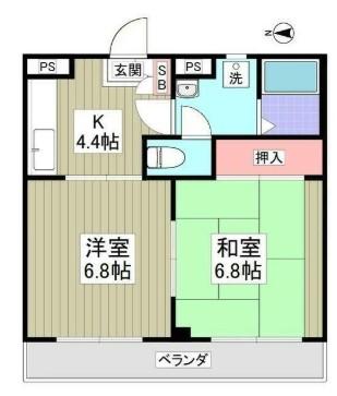 パークサイド北戸田(2K/1階)の間取り写真