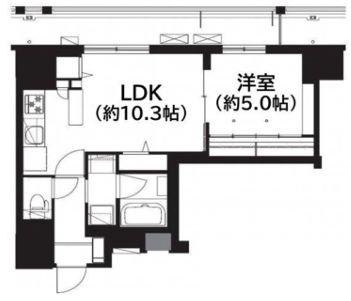 フレンシア菊川(1LDK/9階)の間取り写真