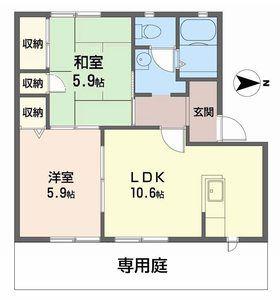 MAIOR YAMATO C棟(2LDK/1階)の間取り写真