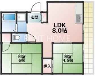 フジイハイツ(2LDK/2階)の間取り写真