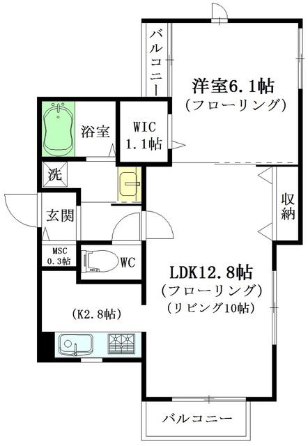 ミッシェル高円寺(1LDK/3階)の間取り写真