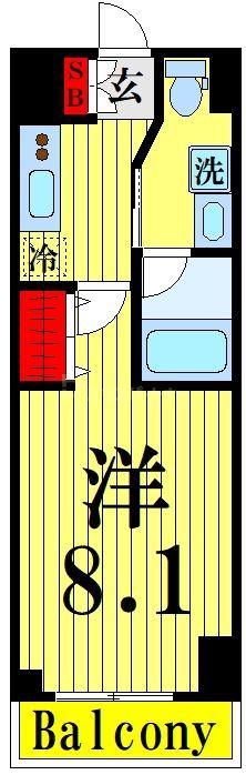 LEXE八広(1K/1階)の間取り写真