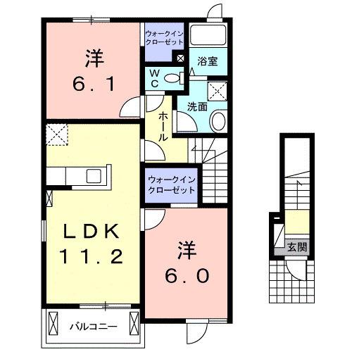 レジデンス青葉III(2LDK/2階)の間取り写真