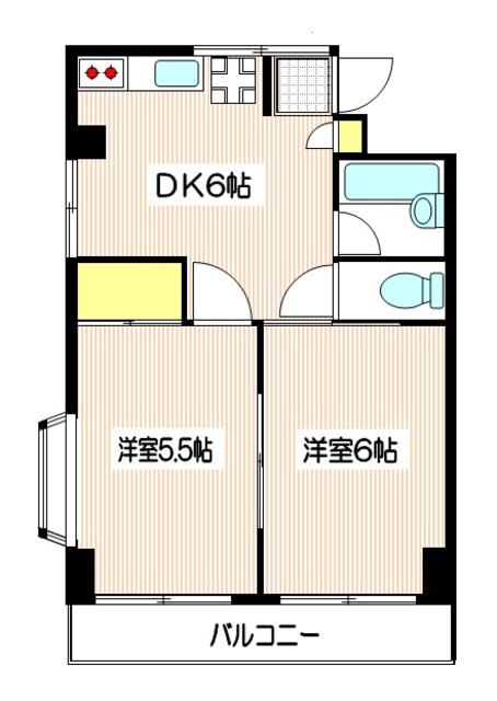 北見ハイツ(2DK/2階)の間取り写真