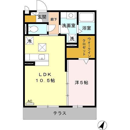 リブェール・コウ(1LDK/1階)の間取り写真