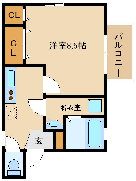 サニーハウス法善寺(1K/1階)の間取り写真