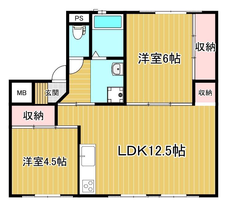 FLORA KITAKATA 1号棟(2LDK/2階)の間取り写真