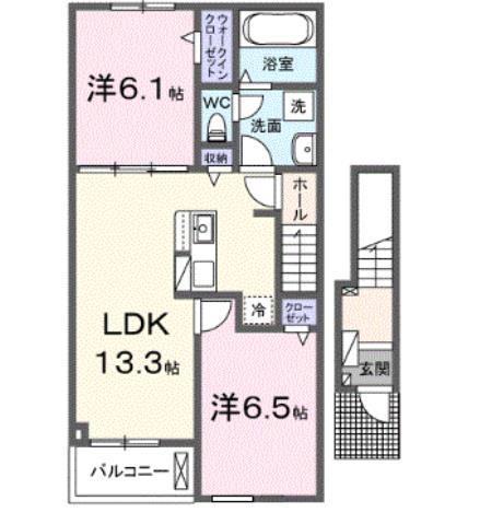 メゾン・ド・レコルト(2LDK/2階)の間取り写真