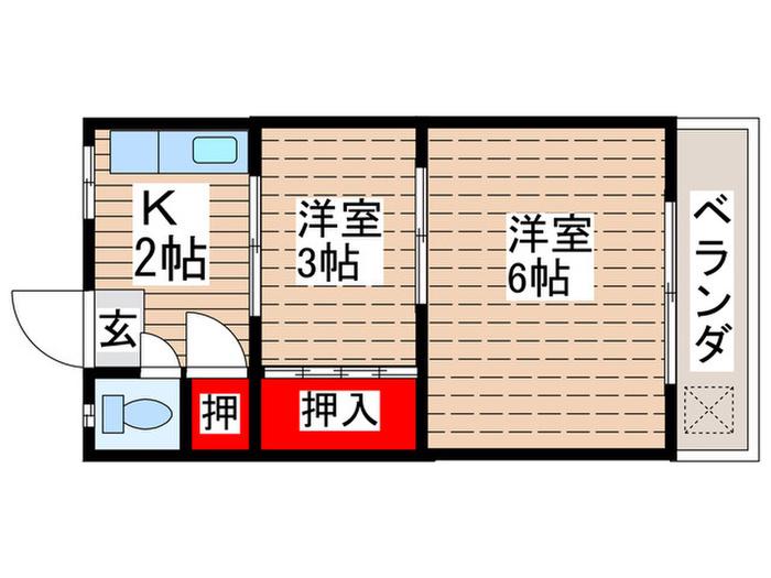 深野コーポ(2K/3階)の間取り写真