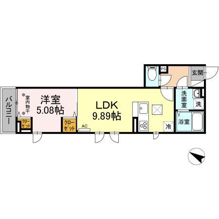 シャルマンY(1LDK/1階)の間取り写真