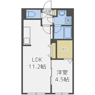 ノース SQUARE GARDEN 西28丁目駅前(1LDK/4階)の間取り写真