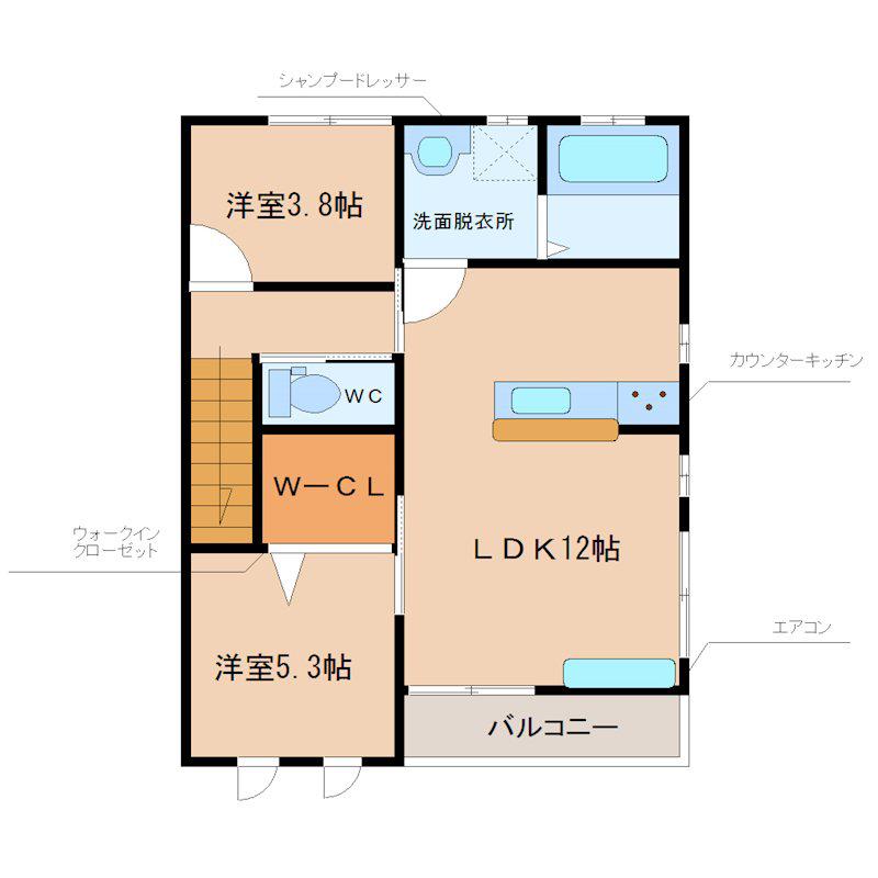 リリーコート(2LDK/2階)の間取り写真