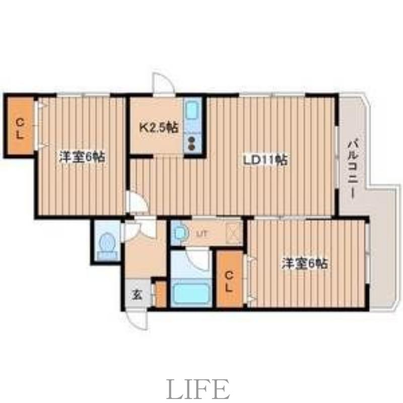 第6司レジデンス(2LDK/3階)の間取り写真