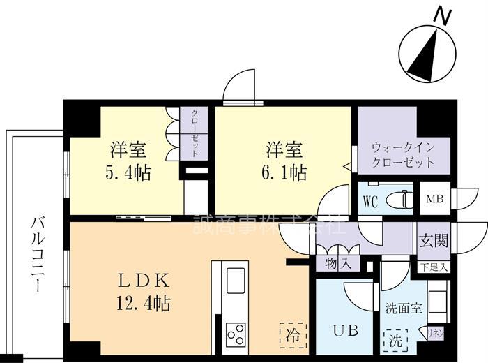 プライズ守谷(2LDK/5階)の間取り写真