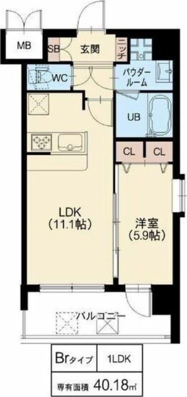 スプランディッド梅田北(1LDK/4階)の間取り写真