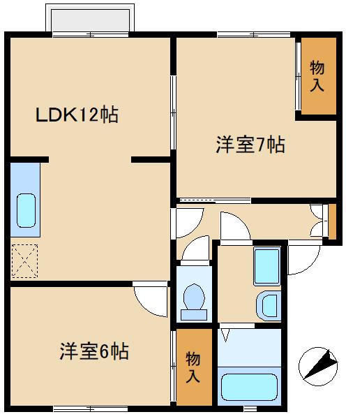サンライズガーデンB(2LDK/1階)の間取り写真