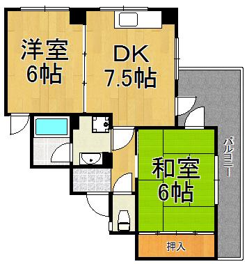 MSTYLE 伊丹西台(2DK/4階)の間取り写真