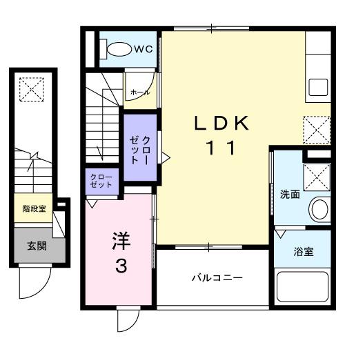 ヒカルサ東京立川(1LDK/2階)の間取り写真