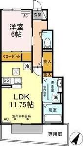 アムール町田(1LDK/1階)の間取り写真