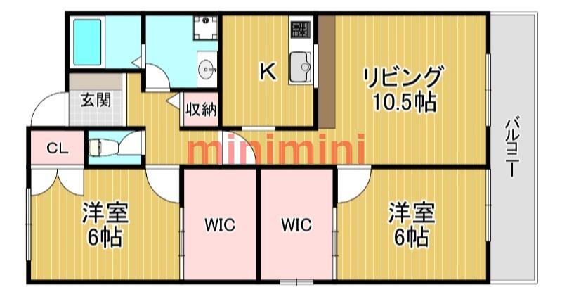 ディアパゾン(2LDK/2階)の間取り写真