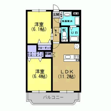 WOODY桜(2LDK/2階)の間取り写真