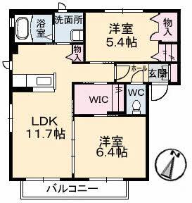 ファミール(2LDK/1階)の間取り写真