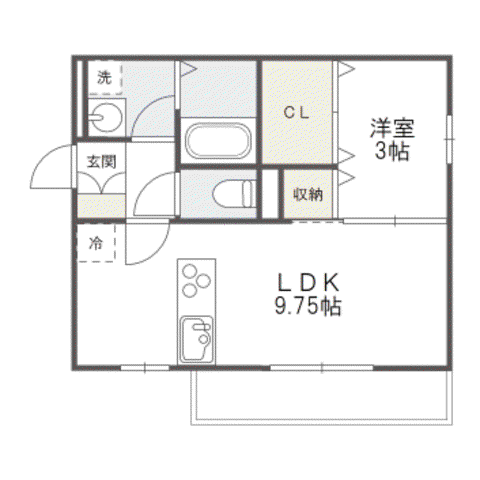 D-ROOMSUMON弁天橋I(1LDK/2階)の間取り写真