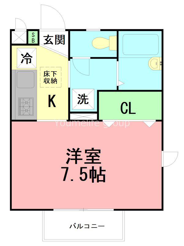 ヴォーグ東海大学前(ワンルーム/1階)の間取り写真