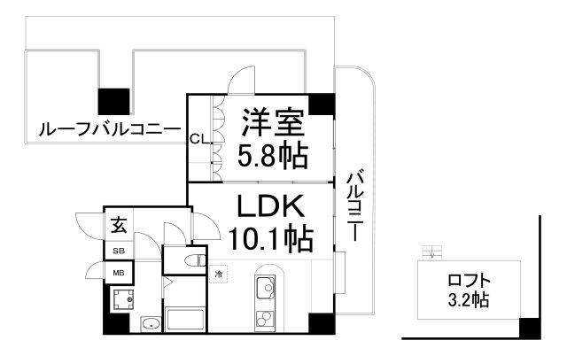 エクセレント南森町(1LDK/9階)の間取り写真