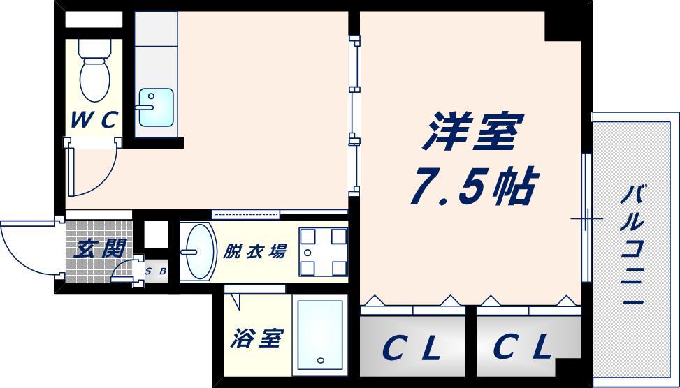 近鉄奈良線 布施駅 徒歩7分 6階建 築24年(1K/2階)の間取り写真