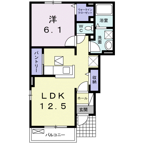 プラシード・アルバ(1LDK/1階)の間取り写真