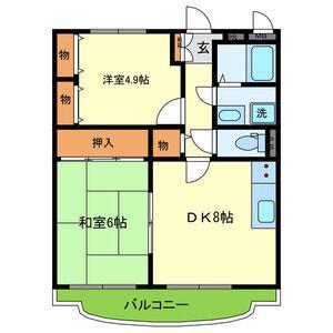 メルベーユシャンブル(2DK/1階)の間取り写真