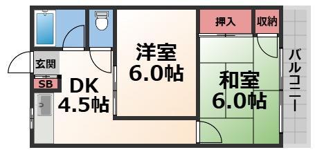 メゾン寿(2DK/2階)の間取り写真