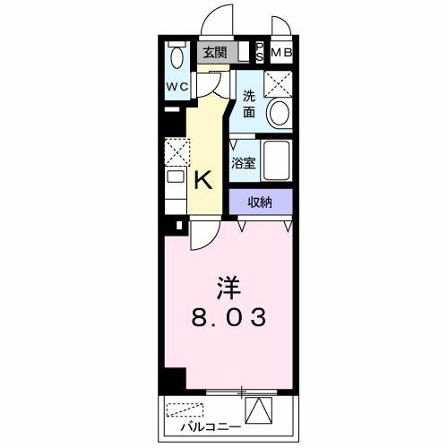ヴァイオレットアツギ(1K/5階)の間取り写真