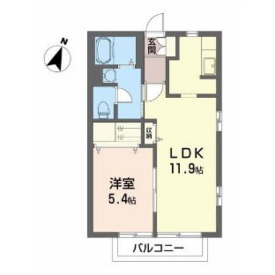 シャンパーニュ勝山(1LDK/2階)の間取り写真