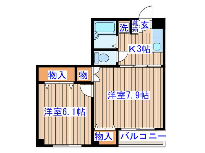 マイカハウス(2K/2階)の間取り写真