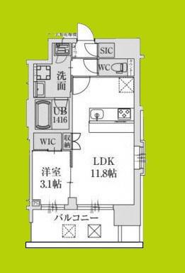 スプランディッド堺東DUE(1LDK/7階)の間取り写真