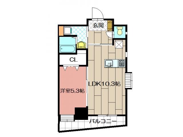 守恒サンシャインみらい(1LDK/6階)の間取り写真