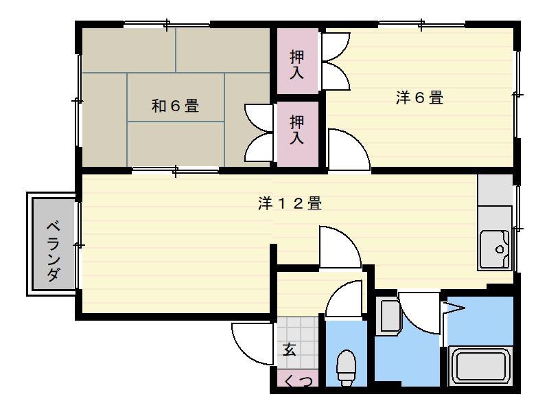 リバーサイドタウン弐番館(2LDK/1階)の間取り写真