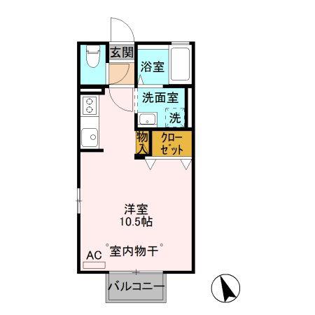 イノセントワールド 五番館(ワンルーム/1階)の間取り写真