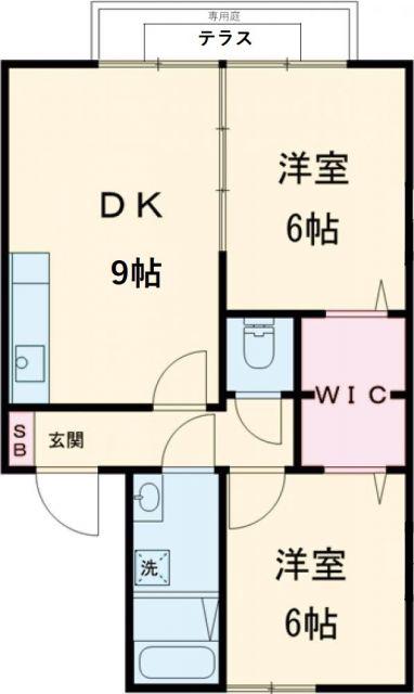 シャトレーヌA棟(2DK/1階)の間取り写真
