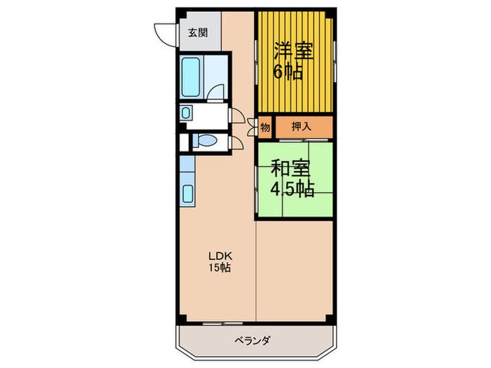 西廣マンション(3LDK/4階)の間取り写真