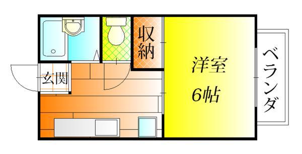 ハイツ高屋(1K/2階)の間取り写真