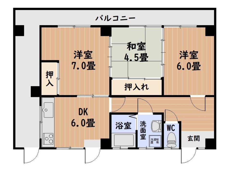 有馬マンション(3DK/3階)の間取り写真