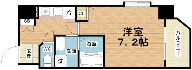 ALZA京町堀(1K/7階)の間取り写真